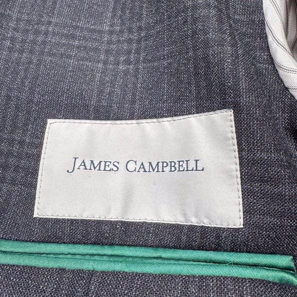 James Campbell Blazer Mens 42R Charcoal Plaid Wool Filarte Lanificio Sport Coat - Picture 9 of 14